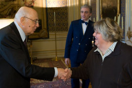 Maria Bonafede con il Presidente della Repubblica (foto Quirinale)